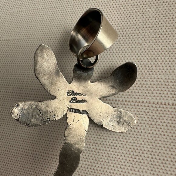 Chimney Butte White Buffalo Dragonfly Pendant Hallmarked - Picture 9 of 10